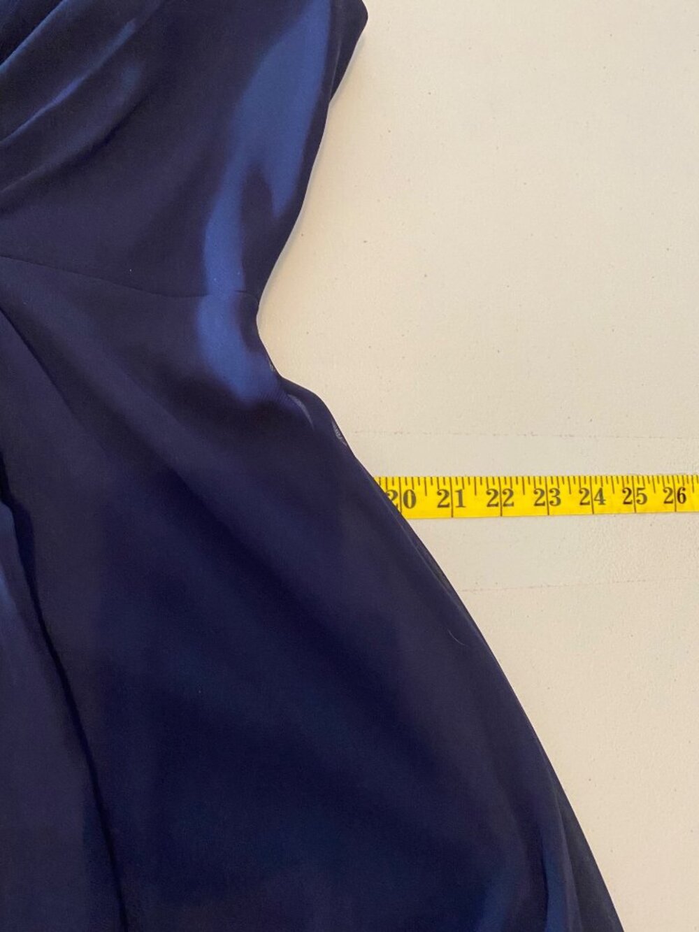 Eliza J Navy Blue Sleeveless Chiffon Evening Gown Beaded Waist Size 4 - Picture 12 of 12